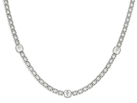 Judith Ripka White Cubic Zirconia Rhodium Over Sterling Silver Estate Necklace 15.96ctw