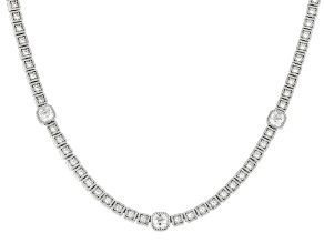 Judith Ripka White Cubic Zirconia Rhodium Over Sterling Silver Estate Necklace 15.96ctw