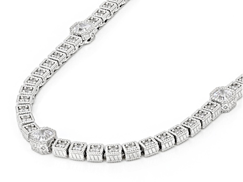 Judith Ripka White Cubic Zirconia Rhodium Over Sterling Silver Estate Necklace 15.96ctw