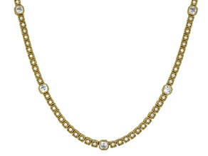 Judith Ripka White Cubic Zirconia 14k Gold Clad Estate Necklace 15.96ctw