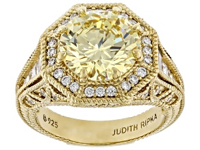 Judith Ripka Canary Cubic Zirconia 14k Gold Clad Haute Ring 7.19ctw