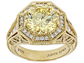 Picture of Judith Ripka Canary Cubic Zirconia 14k Gold Clad Haute Ring 7.19ctw