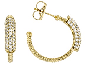 Judith Ripka White Cubic Zirconia 14k Gold Clad Haute Earrings 2.01ctw