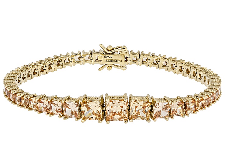 Judith Ripka Champagne Cubic Zirconia 14k Gold Clad Bubbles Bracelet 22.50ctw