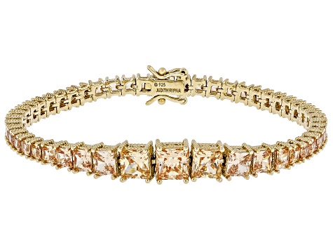 Judith Ripka Champagne Cubic Zirconia 14k Gold Clad Bubbles Bracelet 22.50ctw