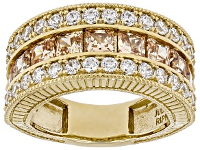 Judith Ripka Champagne Cubic Zirconia 14k Gold Clad Bubbles Band Ring 0.85ctw
