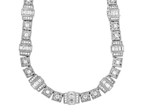 Judith Ripka White Cubic Zirconia Rhodium Over Sterling Silver Estate Necklace 21.89ctw