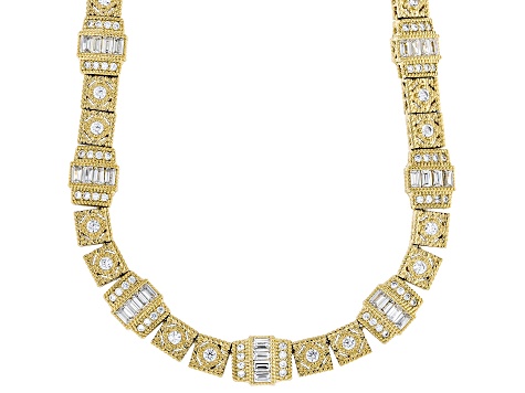 Judith Ripka White Cubic Zirconia 14k Gold Clad Estate Necklace 21.89ctw