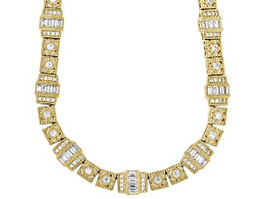 Judith Ripka White Cubic Zirconia 14k Gold Clad Estate Necklace 21.89ctw