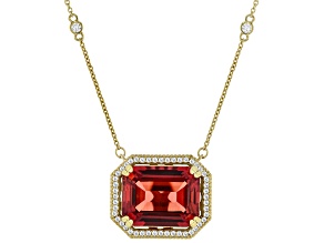Judith Ripka Orange Lab Created Padparadscha 14k Gold Clad Princess Necklace 20.74ctw