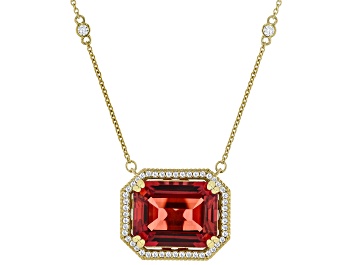 Picture of Judith Ripka Orange Lab Created Padparadscha 14k Gold Clad Princess Necklace 20.74ctw