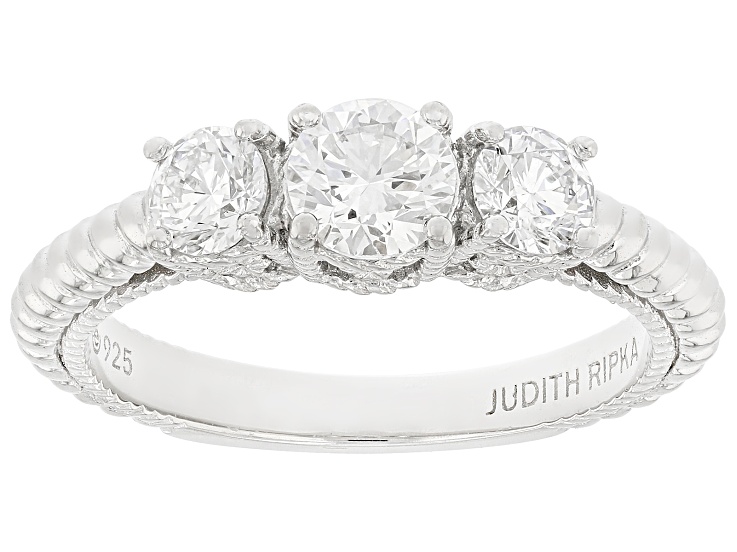Judith Ripka White Lab Grown Diamond F VS2 Rhodium Over Sterling Silver Lucent Ring 1.00ctw