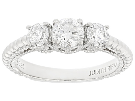 Judith Ripka White Lab Grown Diamond F VS2 Rhodium Over Sterling Silver Lucent Ring 1.00ctw