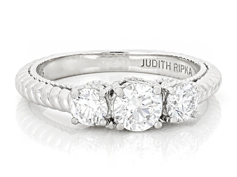 Judith Ripka White Lab Grown Diamond F VS2 Rhodium Over Sterling Silver Lucent Ring 1.00ctw
