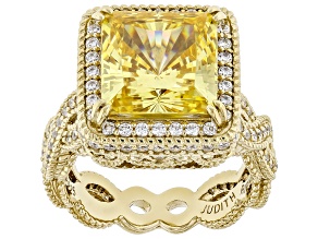 Judith Ripka Canary Cubic Zirconia 14k Gold Clad Haute Ring 11.46ctw