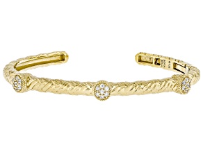 Judith Ripka White Cubic Zirconia 14k Gold Clad Haute Bangle 0.48ctw