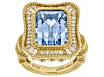 Judith Ripka Blue Lab Created Spinel 14k Gold Clad Princess Ring 15.19ctw