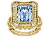 Judith Ripka Blue Lab Created Spinel 14k Gold Clad Princess Ring 15.19ctw