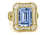 Judith Ripka Blue Lab Created Spinel 14k Gold Clad Princess Ring 15.19ctw