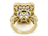 Judith Ripka Blue Lab Created Spinel 14k Gold Clad Princess Ring 15.19ctw
