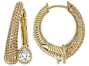 Judith Ripka Champagne Cubic Zirconia 14k Gold Clad Bubble Earrings 3.51ctw