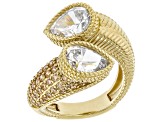Judith Ripka Champagne Cubic Zirconia 14k Gold Clad Bubble Ring 3.53ctw