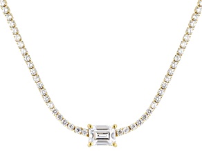 Judith Ripka White Cubic Zirconia 14k Gold Clad Haute Tennis Choker Necklace 11.89ctw
