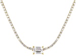 Judith Ripka White Cubic Zirconia 14k Gold Clad Haute Tennis Choker Necklace 11.89ctw