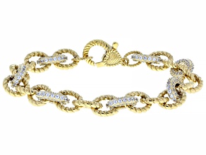 Judith Ripka White Cubic Zirconia 14k Gold Clad More is More Bracelet 7.03ctw