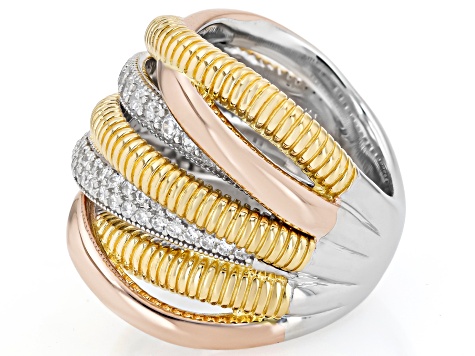 Judith Ripka Cubic Zirconia Rhodium with Yellow & Rose 14k Gold