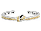Judith Ripka White Cubic Zirconia Rhodium and 14k Yellow Gold Clad Harmony Two-Tone Bangle 1.99ctw
