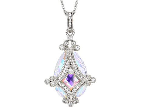 Judith Ripka Aurora Borealis Cubic Zirconia Rhodium Over Silver
