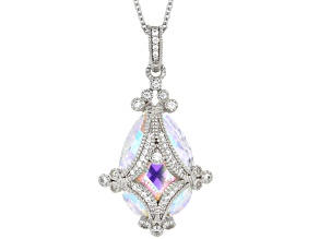 Judith Ripka Aurora Borealis Cubic Zirconia Rhodium Over Silver Enhancer with Chain 43.23ctw