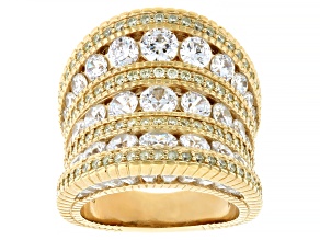 Judith Ripka White Cubic Zirconia 14k Gold Clad Haute Tapered Contour Band Ring 7.41ctw