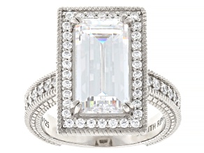 Judith Ripka White Cubic Zirconia Rhodium Over Sterling Silver Toujours Ring 10.19ctw