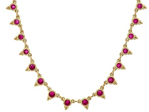 Judith Ripka Lab Created Ruby 14k Gold Clad Dew Drop Necklace 4.63ctw