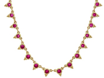 Picture of Judith Ripka Lab Created Ruby 14k Gold Clad Dew Drop Necklace 4.63ctw