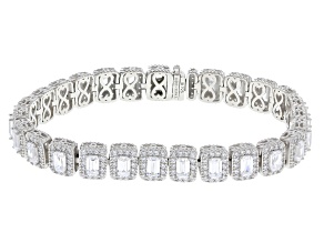 Judith Ripka White Cubic Zirconia Rhodium Over Sterling Silver Haute Tennis Bracelet 7.72ctw