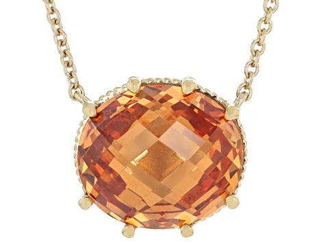 Judith Ripka Dark Champagne Cubic Zirconia 14k Gold Clad Necklace 16.46ctw