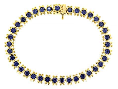 Judith Ripka Blue Lab Created Sapphire 14k Gold Clad Tennis Bracelet 10.70ctw