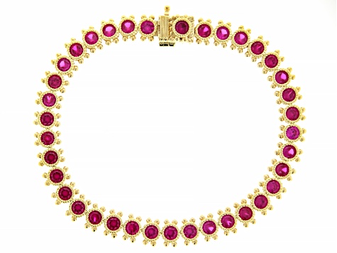 Judith Ripka Lab Created Ruby 14k Gold Clad Tennis Bracelet 10.70ctw