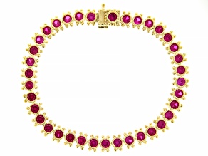 Judith Ripka Lab Created Ruby 14k Gold Clad Tennis Bracelet 10.70ctw
