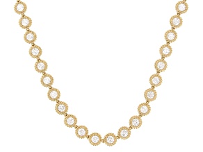 Judith Ripka White Cubic Zirconia 14k Gold Clad Haute Bezel Tennis Necklace 30.00ctw