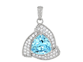 Judith Ripka Blue Cubic Zirconia Rhodium Over Sterling Silver Celebration Enhancer 9.80ctw