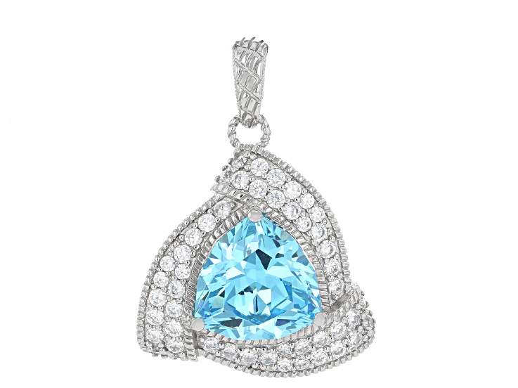Judith Ripka Blue Cubic Zirconia Rhodium Over Sterling Silver Celebration Enhancer 9.80ctw
