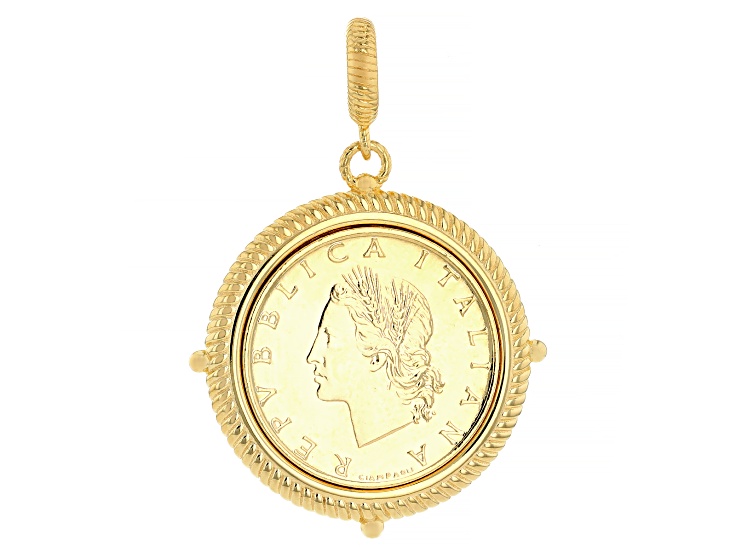 Judith Ripka 14k Gold Clad Genuine Italian 20-Lira Coin Enhancer