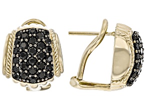 Judith Ripka Black Spinel 14k Gold Clad Shield Earrings 1.55ctw