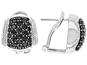 Judith Ripka Black Spinel Rhodium Over Sterling Silver Shield Earrings 1.55ctw
