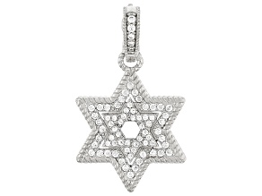 Judith Ripka White Cubic Zirconia Rhodium Over Sterling Silver Haute Star of David Enhancer 0.89ctw