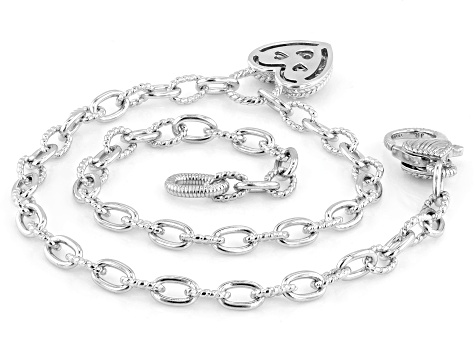 Judith Ripka White Cubic Zirconia Rhodium Over Sterling Silver Haute Heart Locket Anklet 0.53ctw